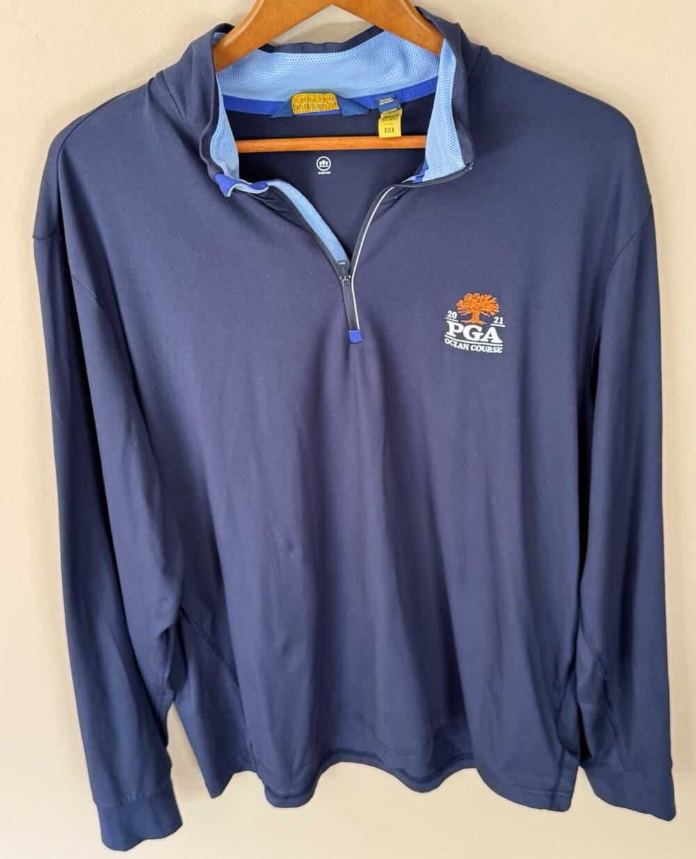 Polo Ralph Lauren 1/4 Zip Pullover Navy Blue Size XL Ocean Course Embroidery